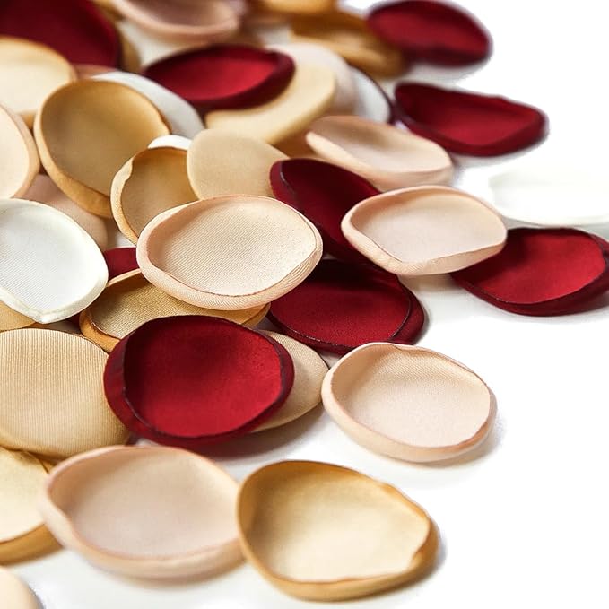 Floroom 300pcs Rose Petals Red Gold Faux Silk Flower Petals for Wedding Flower Girl Basket Aisle Scatter Cake Sweetheart Table Centerpieces Party Confetti Bridal Shower Romantic Night Decoration