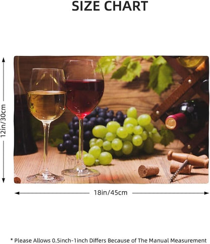 Wine Linen Placemats Set of 6 Red and White Wine Retro Country Placemat Indoor Outdoor Party Home Desktop Kitchen Dining Room Decoration 12x18 Inch