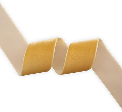 Nylon Velvet Ribbon Single Faced,1 1/2 Inch X 25Yards Spool (Gold)