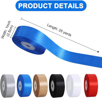 TONIFUL Royal Blue Satin Ribbon 1 Inch X 25yds Solid Silk Ribbons for Gift Wrapping, Craft, Floral Bouquets, Valentine's Day Christmas Gift Wrapping, Party Wedding Decoration