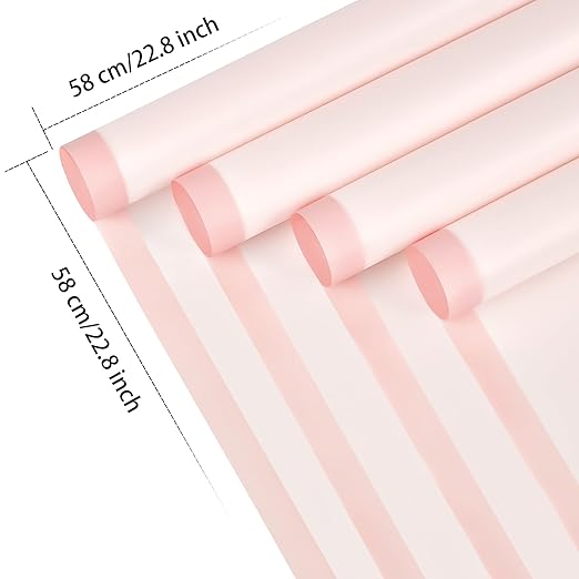 Jutieuo 20 Sheets Light Pink Flower Wrapping Paper, Waterproof Floral Wrap Pink Edge Bouquet Wrapping Paper Florist Supplies (22.8 x 22.8 inch)