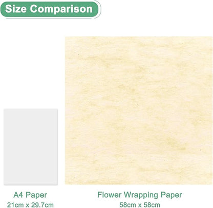 M METERXITY 20-Sheet Korean Cotton Wrapping Flower Paper, Waterproof Floral Wrapping Cotton Paper for Bouquets/Gift Packaging [Yellow]