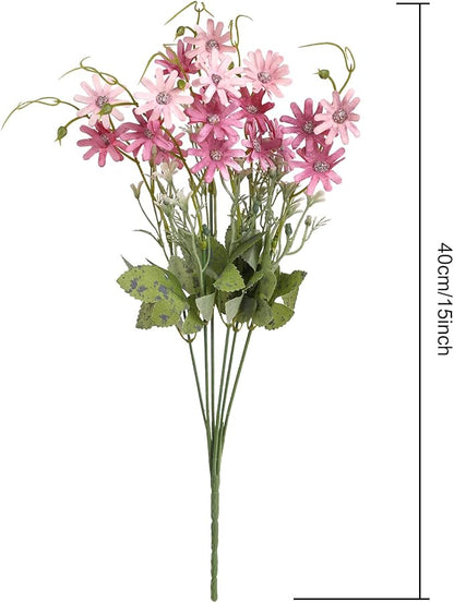 Artificial Flowers Wildflowers Silk Daisy Spring Fake Daisies Decoration Summer UV Resistant Colorful Mixed Bundles Faux Greenery Outdoor Plant Stem Filler for Home Decor Indoor Floral Arrangements