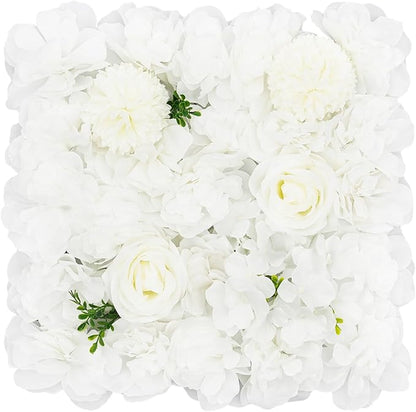 White Flower Wall White Flower Backdrop Artificial Flower Wall Backdrop 3D Floral Panels for Home Party Wedding Room Decoration 12 Pcs (38x38cm/White)