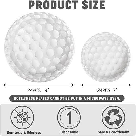 48 PCS Golf Party Supplies Disposable Paper Plates, 7 Inch and 9 Inch Disposable Tableware Set for Game Day Sports Golf Themed Birthday Baby Shower Thanksgiving Christmas Party Decor, Serves 24 Guests