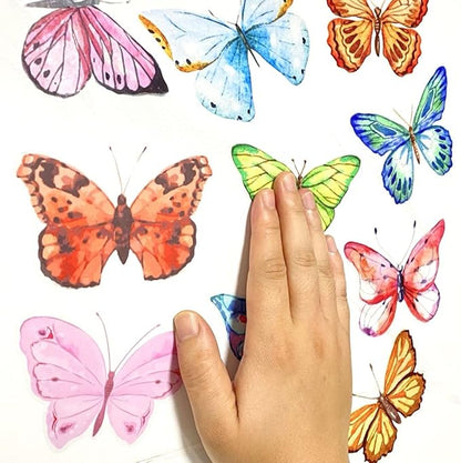 AOWDIAO Watercolor Butterfly Peel and Stick Wall Decals for Girls Bedroom Nursery Room Decor