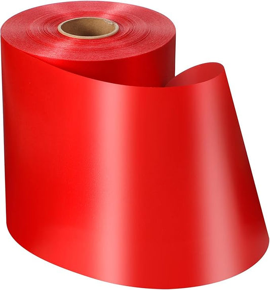 Syhood Outdoor Leaf Ribbon Floral Satin Ribbon for Crafts Aspidistra Waterproof Holiday Outdoor Decoration(6 Inch X 108 Yards,Red)