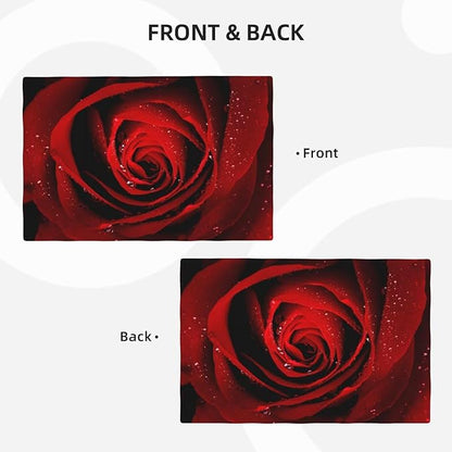 Red Rose Linen Table Placemats Set of 4 Romantic Floral Art Placemat Indoor Outdoor Party Home Desktop Kitchen Dining Room Decoration 12x18 Inch
