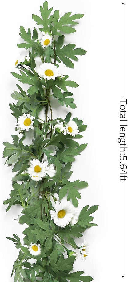 SOMYTING Artificial Daisy Garland Decorative Fake Flower Vine Hanging 5.6Ft Silk Flower Greenery for Home Garden Outdoor Ceremony Wedding Arch Floral Decor