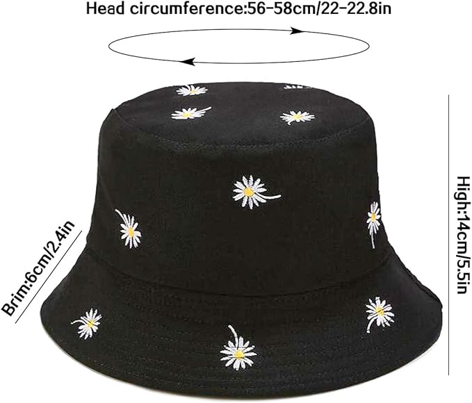 XYIYI Cute Bucket Hat Beach Fisherman Hats for Women, Reversible Double-Side-Wear