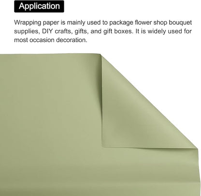 MECCANIXITY 10 Pcs Flower Wrapping Paper 22.8x22.8 Inch Waterproof Florists Wrapping Paper for Florist Bouquet Supplies, DIY Crafts, Gift/Gift Box Packaging Green