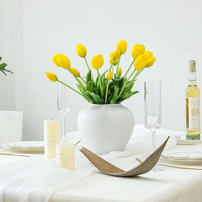 10PCS Fake Tulips Artificial Flowers Real Touch Latex Faux Tulips UV Resistant Fake Flowers Bouquet for Table Home Decor Party Wedding Garden Decoration