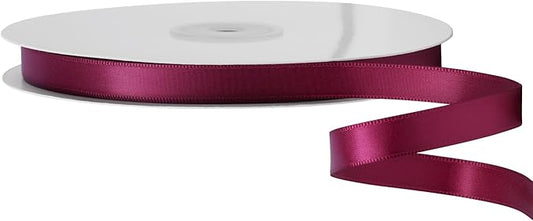 LIUYAXI Burgundy Double Faced Satin Ribbon, 3/8" X Continuous 25 Yards, Ribbons Perfect for Gift Wrapping Bows Bouquet Wedding Decor DIY Craft and More