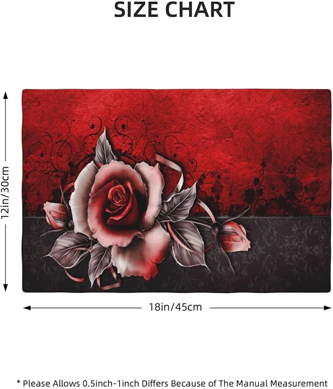 Rose Linen Table Placemats Set of 4 Vintage Flowers Place Mats for Home Party Kitchen Indoor Holiday Rustic Washable Heat Resistant Table Mats 12 x 18 Inch