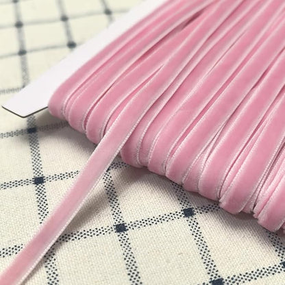 Chenkou Craft Pink 25 Yards 1/4" Velvet Ribbon Lots Bulk (Pink, 1/4"(6mm))
