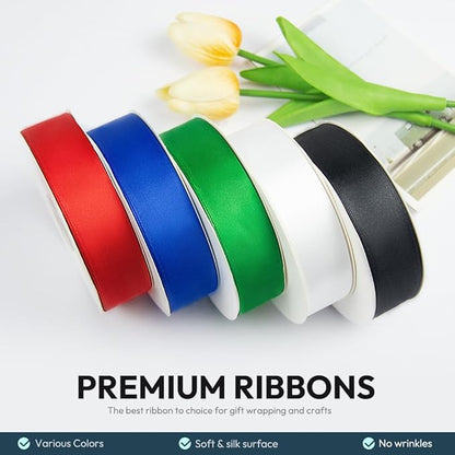 KMER LIFE 1 inch Wide x 50 Yards Navy Blue Single Faced Polyester Satin Ribbon, Navy Blue Satin Ribbon Perfect for Wedding Decor, Wreath, Crafts, Gift Wrapping & Other Projects (Navy Blue)