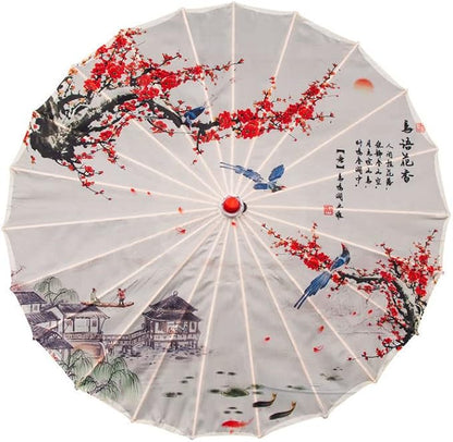 Parasol Chinese Style Classical Oil Paper Umbrella Rainproof Umbrella, Parasol Pendent Floral Mulitcolor Paper and Bamboo Painted Paper Parasol
