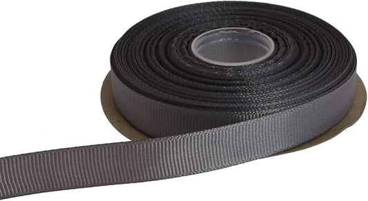 Solid Grosgrain Ribbon 25 Yard Each Roll 100% Polyester Woven Edge (5/8", Gray)