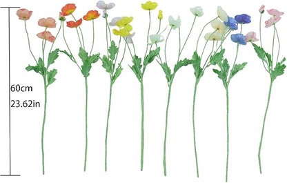 Artificial Poppy Flowers,8 Pcs Fake Silk Flowers for Home Decor,Wedding,Party Decoration, and Table Centerpiece Arrangement,Bendable Stems （Mixed Colors）