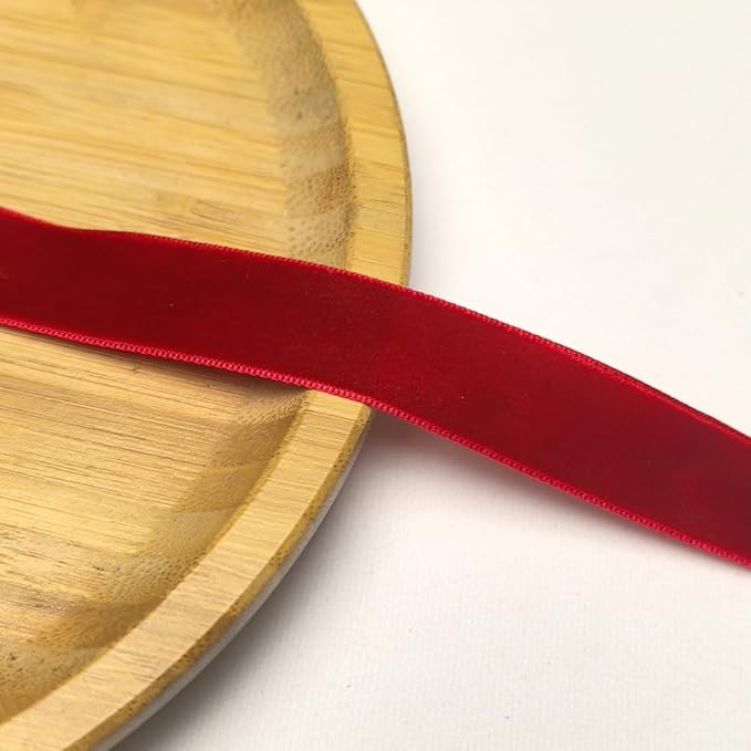 Chenkou Craft Christmas Red 25 Yards 3/4" Velvet Ribbon Lots Bulk (Red, 3/4"(20mm))