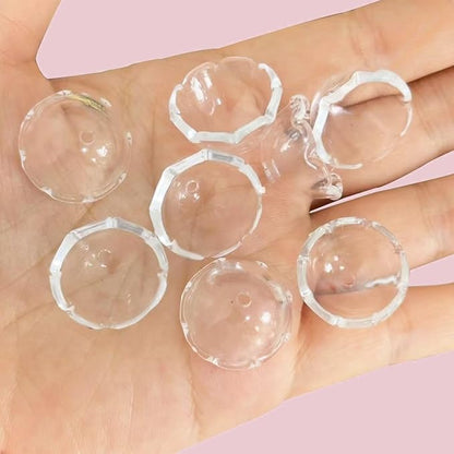80Pcs Acrylic Clear Flower Bead Caps for Jewelry Making, Transparent Bell Charms, Semi-Round Floral Beads Bulk with Wavy Edge, Jellyfish Beads for Wind Chimes DIY Craft Key Chains-13 * 22mm