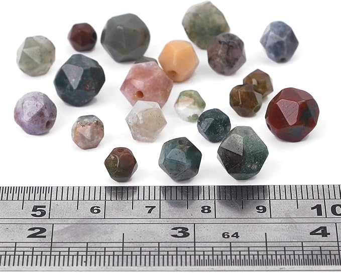 Faceted Natural Indian Agate Stone Round Beads 6mm 36cm/Strand for Jewelry Making