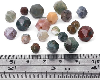 Faceted Natural Indian Agate Stone Round Beads 6mm 36cm/Strand for Jewelry Making