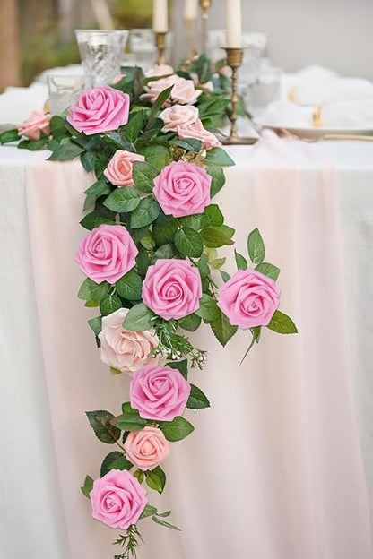 Pink Artificial Roses 50PCS Pink Roses 2.95" Foam Flowers Bulk Real Looking Pink Fake Foam Roses for Bridal/Baby Shower Decorations Wedding Centerpieces for Table