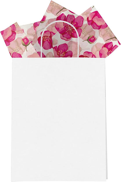Pro Supply Global Pink Poppies Printed Tissue Paper for Valentine's Day Gift Bags or Boxes and Wrapping - Bulk Decorative Art Tissue Paper for Packaging and Gifting | 24 Sheets 20" x 30"