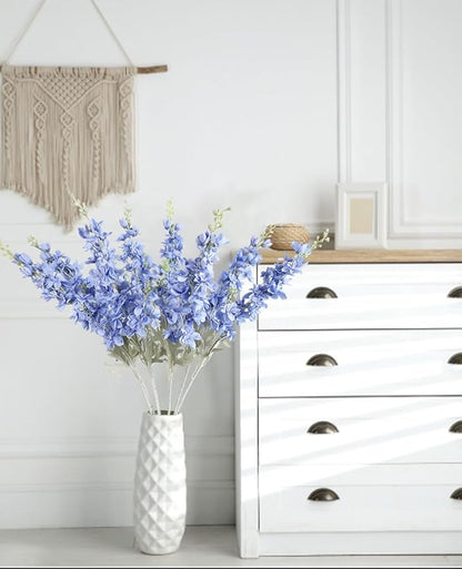 8PCS Blue Delphinium Artificial Flowers for Tall Vase 33.5in Long Stem Larkspur Artificial Flowers Fake Silk Flowers Bulk for Home Wedding Floral Arrangement Centerpiece Table Decoration (Blue)