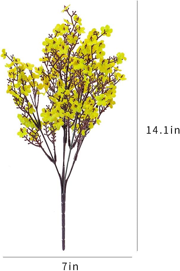 6PCS Artificial Baby Breath Flowers Fake Silk Real Touch DIY Floral Bouquets Decor Wedding Party Decoration Arrangements(Yellow)