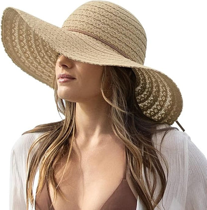 Sun Beach Hats Women Floppy Summer Sunhat with Wide Brim Packable Foldable Travel Accessories