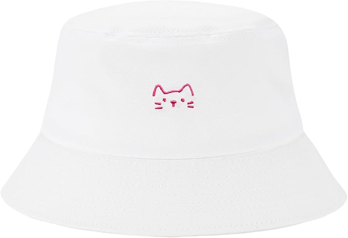 Fashion Embroidered Bucket Hat Cotton Summer Beach Sun Hat for Women Men Teen