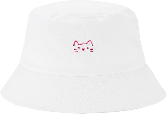 Fashion Embroidered Bucket Hat Cotton Summer Beach Sun Hat for Women Men Teen