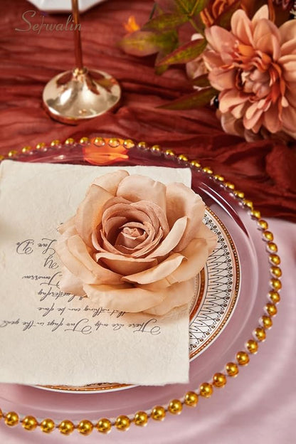 Serwalin Orange Fall Flowers for Decoration, Artificial Flower Centerpieces Decor Autumn Floral Arrangements, Fake Flower Boho Decor DIY Terracotta Flowers
