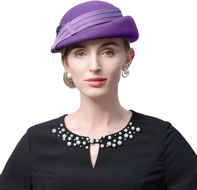 Women Wool Felt Ribbon French Fashion Vintage Millinery Beret Hats Top Cap Ladies Party Wedding Fedoras Chapeau
