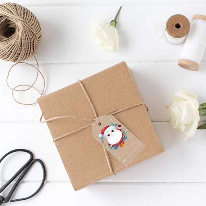 Andaz Press Christmas Holiday Season Classic Gift Tags, Merry Christmas to from Classic Favor Tags, Santa with Christmas Wreath Design, for Holiday Events, Parties, and Favors, 60-Pack