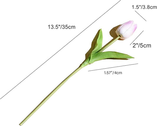 Mandy's Artificial Tulips 20 Stems Light Purple PU Faux Flowers for Thanksgiving and Christmas Decorations Wedding Home Decor 13.5 Inch