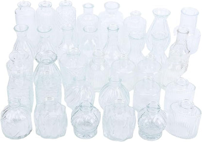 Zerodis Glass Bud Vases, Vases Vintage Elegant Small Flower Wedding Banquets Table Setting Decorative for Birthday Anniversary Tabletop Decor Glass Bud,Transparent