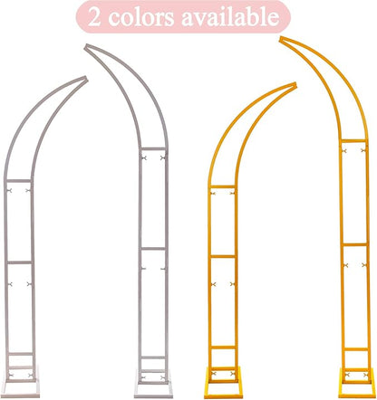 SATBIR 2pcs Large Wedding Arch with Base Flower Stand Arch Bracket Stand Backdrop Stand For Wedding Party Elegant Decorations & Garden Climbing Plants Vines,8.2&6.9 FT-Gold