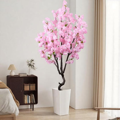 Artificial Cherry Blossom Tree Faux Flowering Tree Pink Decor Indoor for Home Room Decor Gift Christmas