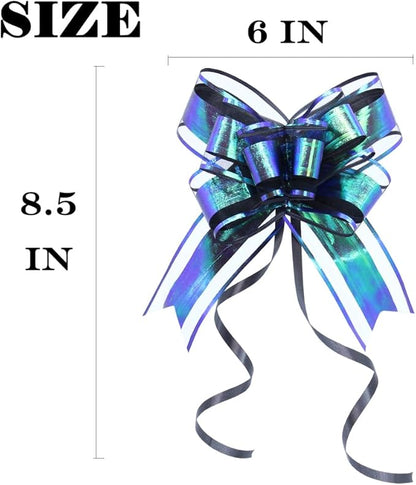 Large Black Gift Bows - Perfect Iridescent Bows for Gift Boxes Wrapping, Pull Bows for Man, Corporate, Birthdays, Halloween, Holiday Present Decoration(6 inches, 10 PCS)