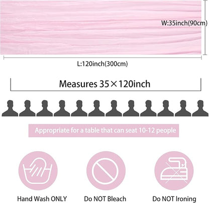 12 Pack 10Ft Cheesecloth Table Runner 35x120 Inch Boho Gauze Table Runner Rustic Cheese Cloth Long Romantic Table Runners for Wedding Bridal Shower Birthday Party Table Decor (Pink Purple)