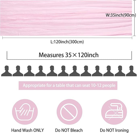 12 Pack 10Ft Cheesecloth Table Runner 35x120 Inch Boho Gauze Table Runner Rustic Cheese Cloth Long Romantic Table Runners for Wedding Bridal Shower Birthday Party Table Decor (Pink Purple)
