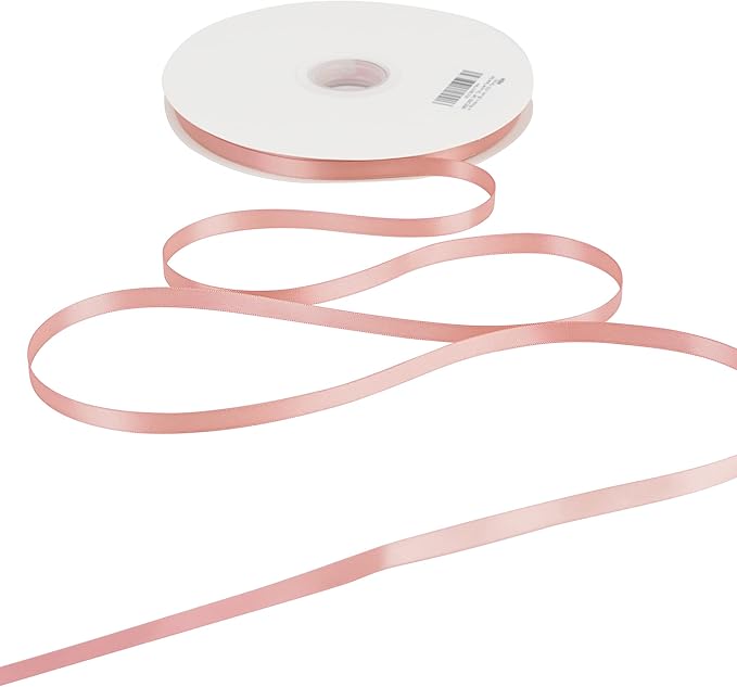 MEEDEE Blush Satin Ribbon - 3/8 Inch Double Faced Satin Silk Ribbon for Gift Wrap, Crafts, Lei Making, Card Making - Peach & Coral, 100 Yards