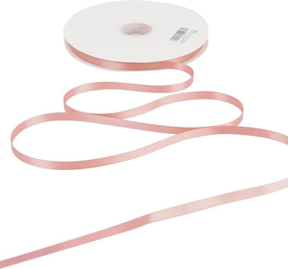 MEEDEE Blush Satin Ribbon - 3/8 Inch Double Faced Satin Silk Ribbon for Gift Wrap, Crafts, Lei Making, Card Making - Peach & Coral, 100 Yards