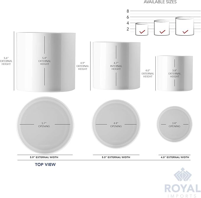 Royal Imports Flower Acrylic Vases Cylinders - Decorative Centerpiece Display for Home or Wedding - Non Breakable Plastic, Set of 3 (4", 5", 6") - White