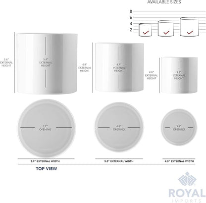 Royal Imports Flower Acrylic Vases Cylinders - Decorative Centerpiece Display for Home or Wedding - Non Breakable Plastic, Set of 3 (4", 5", 6") - White