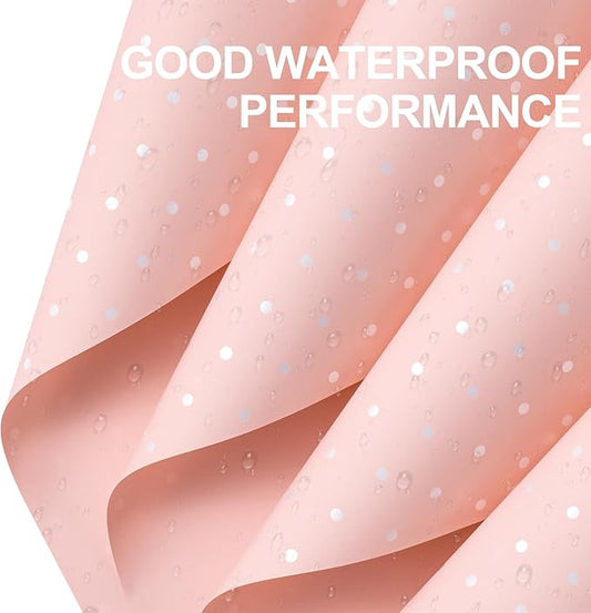 WRAPAHOLIC 20 Sheets Flower Wrapping Paper - 22.4 x 22.4 inch Pink and White Polka Dots Water-Resistant Floral Bouquet Wrapping Paper, Florist Supplies Packaging for Wedding Birthday Gift DIY