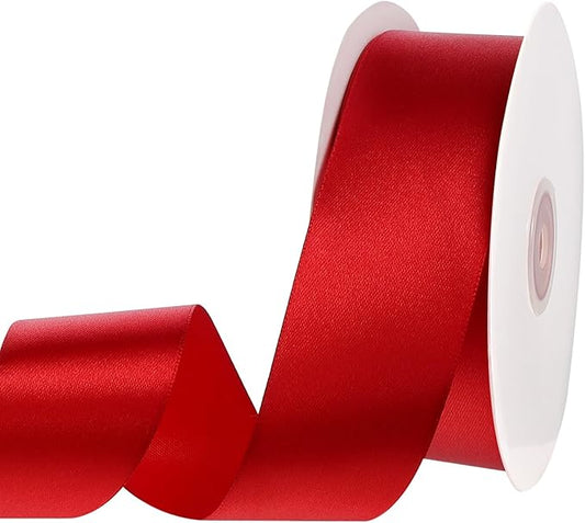 Red Ribbon 60 Yards 1-1/2 Inch Christmas Ribbon Red Satin Ribbons for Gift Wrapping Handmade Roses Wall Dorm Decor Bows Crafts Flower Bouquet Christmas Wedding Party